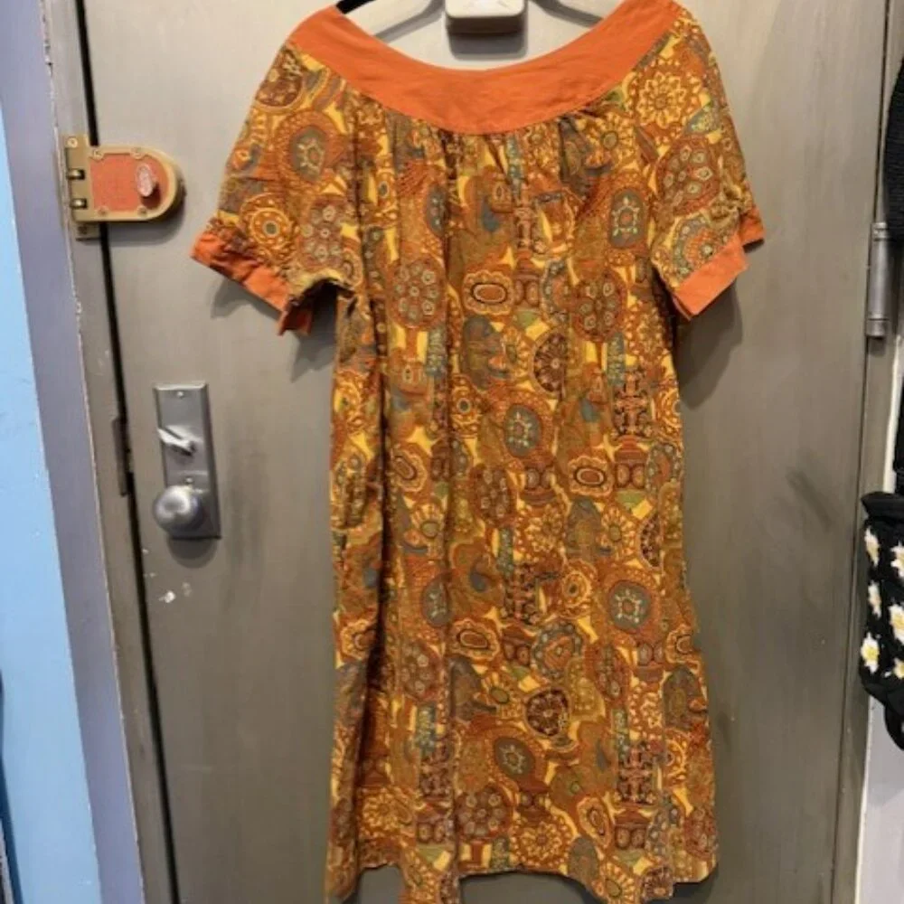 Vintage 70’s Boho paisley African print A-line swing Mini Dress - Picture 14 of 16